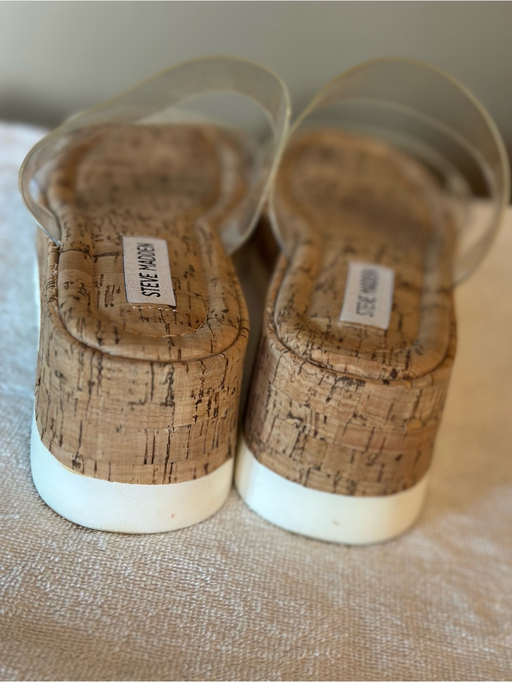 🤎✨ Steve Madden Cork Platform Slide Sandals | Women’s Size 10 | Clear Strap - Picture 4 of 7